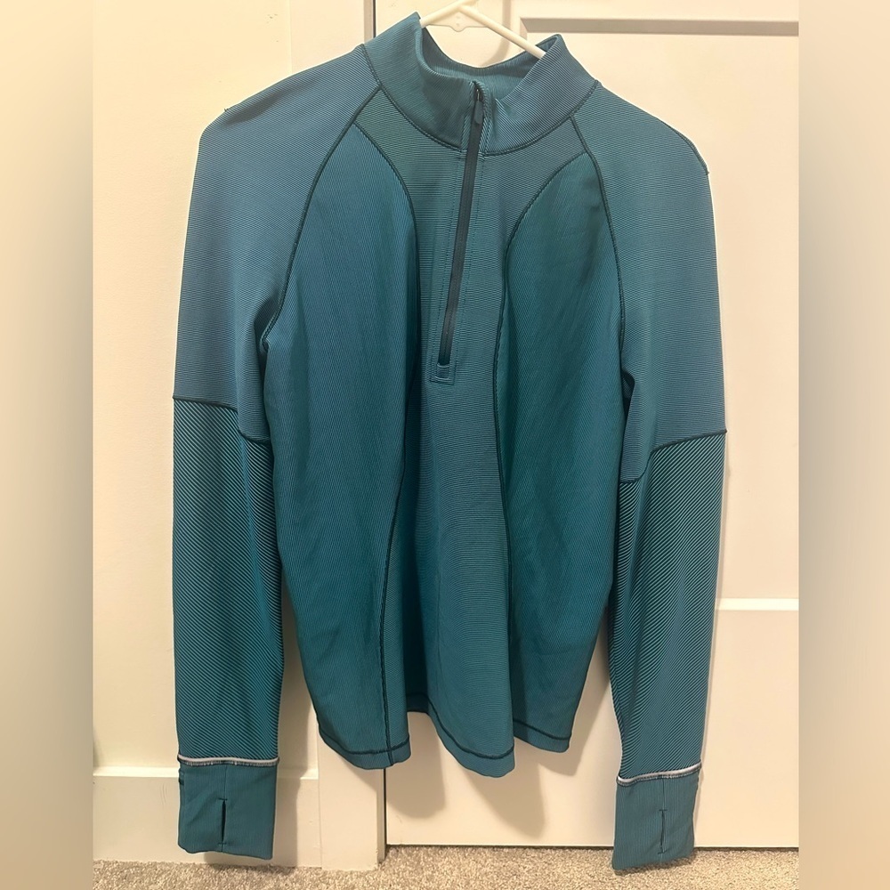 Lululemon Teal Ribbed Running Half Zip Sweater Jacket Size 8 Women’s